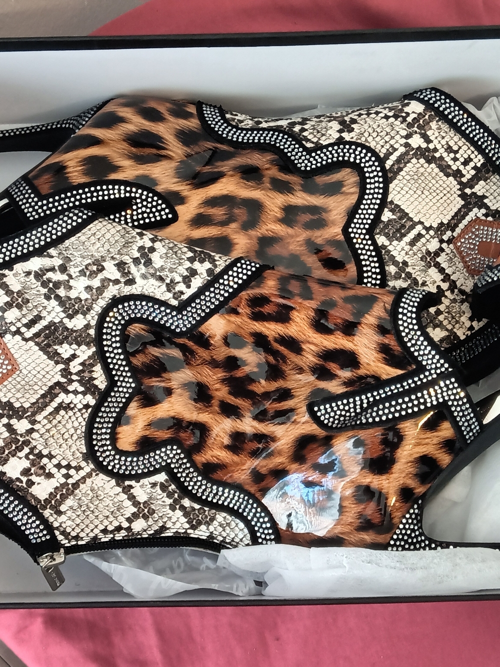 Cape Robbin Leopard & Snake-Print Rhinestone Stiletto Sandal - Picture 7 of 7